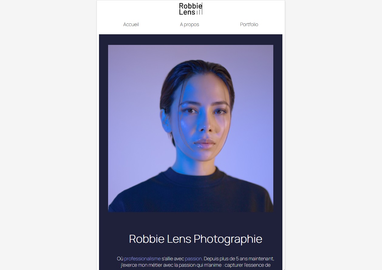 Projet de portfolio pour photographe